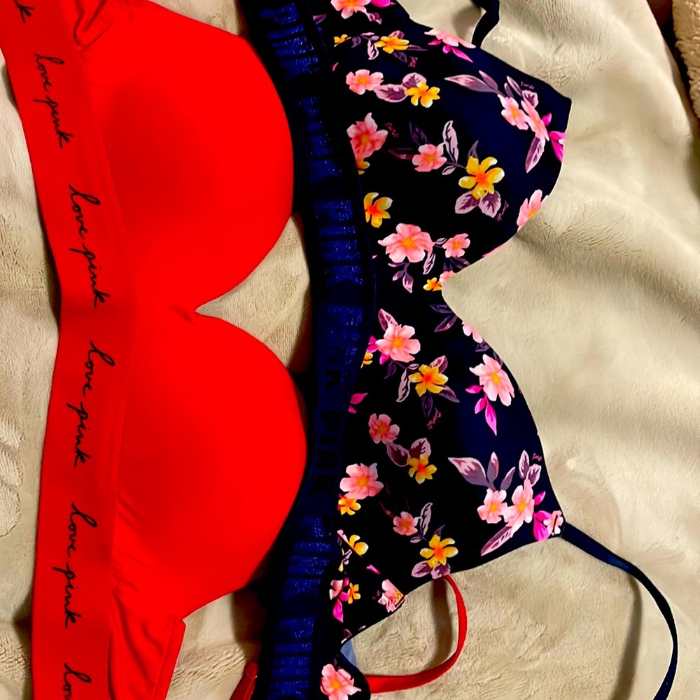 Pink wireless bras